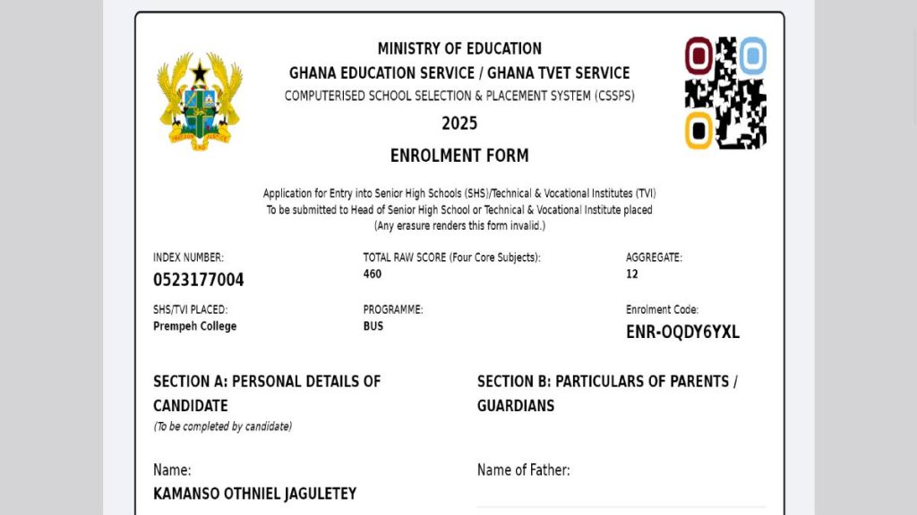 browser to check SHS/TVET placement