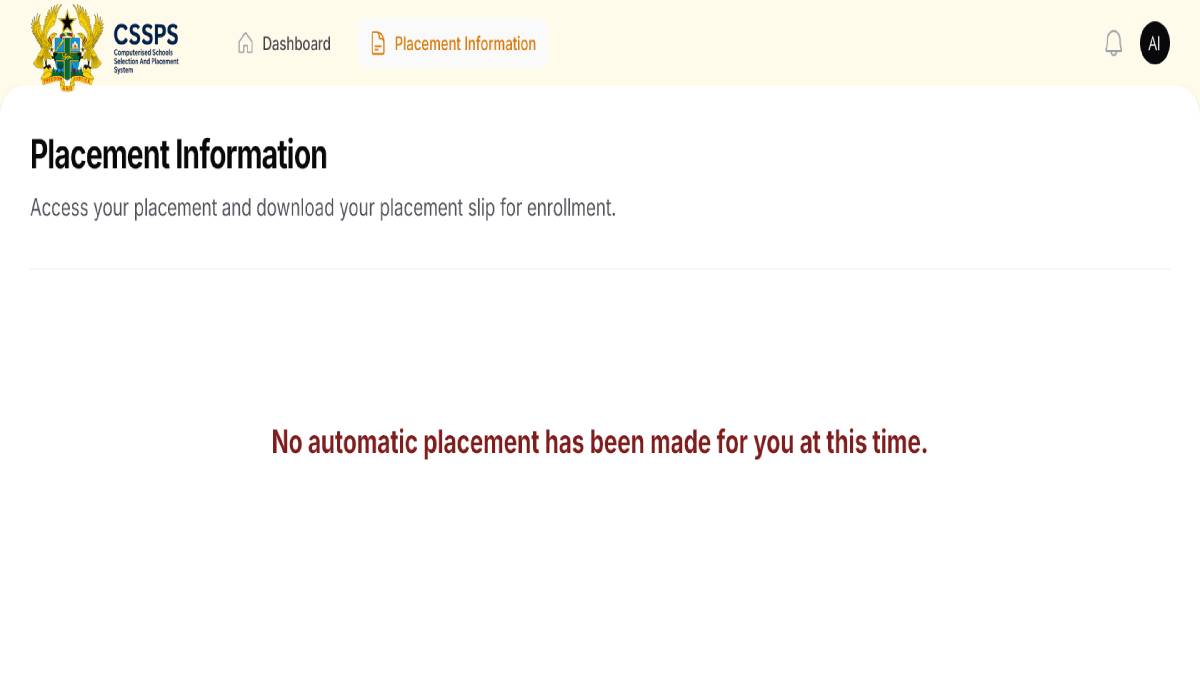 What do if you about no automatic SHS/TVET placement at CSSPS