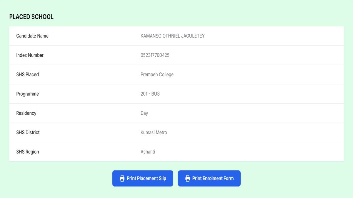 MoE releases 2025 TVET/SHS placement results at the cssps.gov.gh